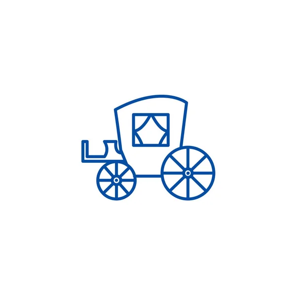 Chariot vintage, concept d'icône de ligne de transport antique. Chariot vintage, symbole de vecteur plat de transport antique, signe, illustration de contour . — Image vectorielle
