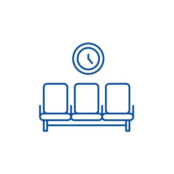 Wachtkamer lijn pictogram concept. Wachten kamer platte vector symbool, teken, overzicht illustratie. — Stockvector