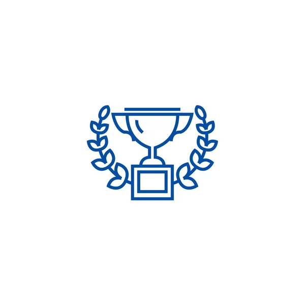 Trophy with wreath line icon concept. Trophy with wreath flat  vector symbol, sign, outline illustration. — Stock Vector