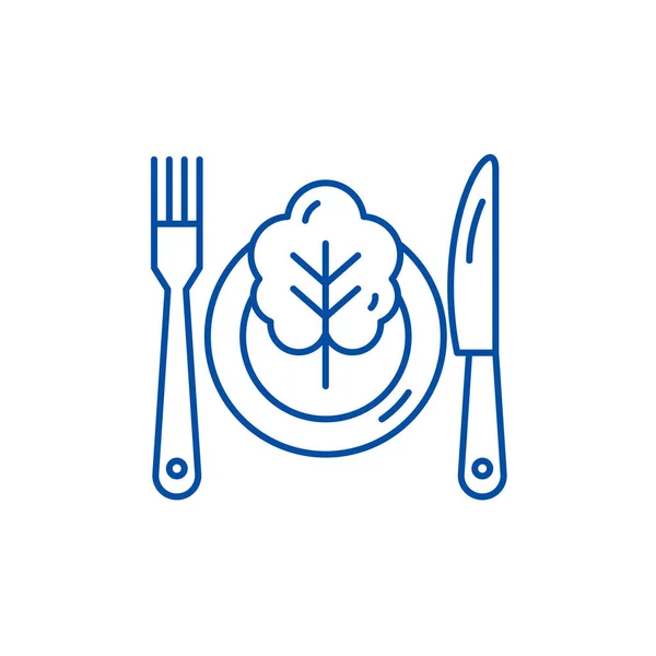 Vegetarisches Menüzeilensymbolkonzept. Vegetarisches Menü flache Vektorsymbol, Zeichen, Umriss Illustration. — Stockvektor