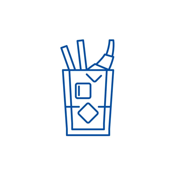 Whiskey line icon concept (em inglês). Whiskey símbolo vetorial plana, sinal, ilustração esboço . — Vetor de Stock