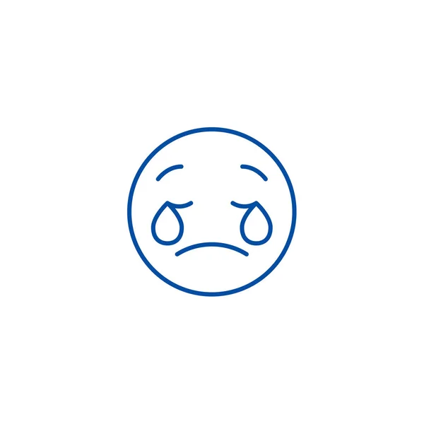 Weeping emoji conceito de ícone de linha emoji. Weeping emoji emoji símbolo vetorial plana, sinal, ilustração esboço . —  Vetores de Stock