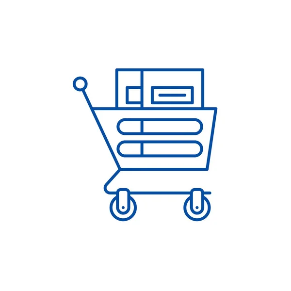 Carriola nel concetto icona della linea di supermercati. carriola nel simbolo vettore piatto supermercato, segno, illustrazione contorno . — Vettoriale Stock