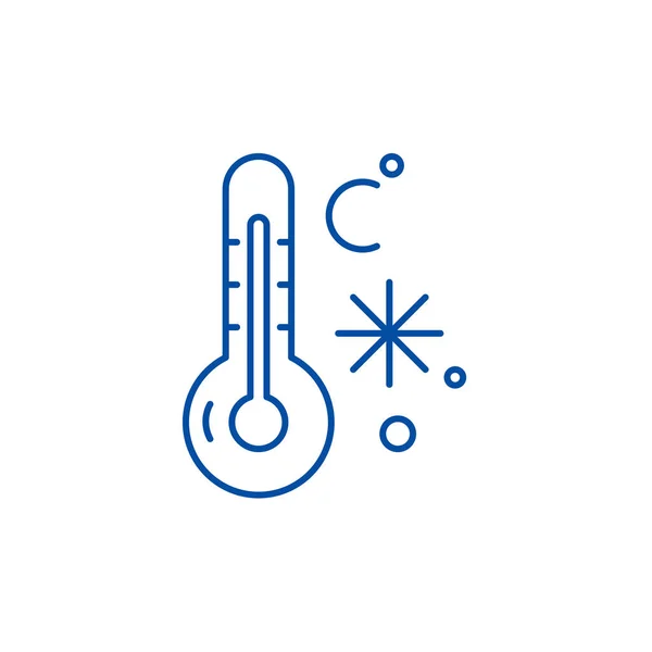 Icon-Konzept für winterliche Temperaturlinien. Wintertemperatur flache Vektorsymbol, Zeichen, Umriss Illustration. — Stockvektor