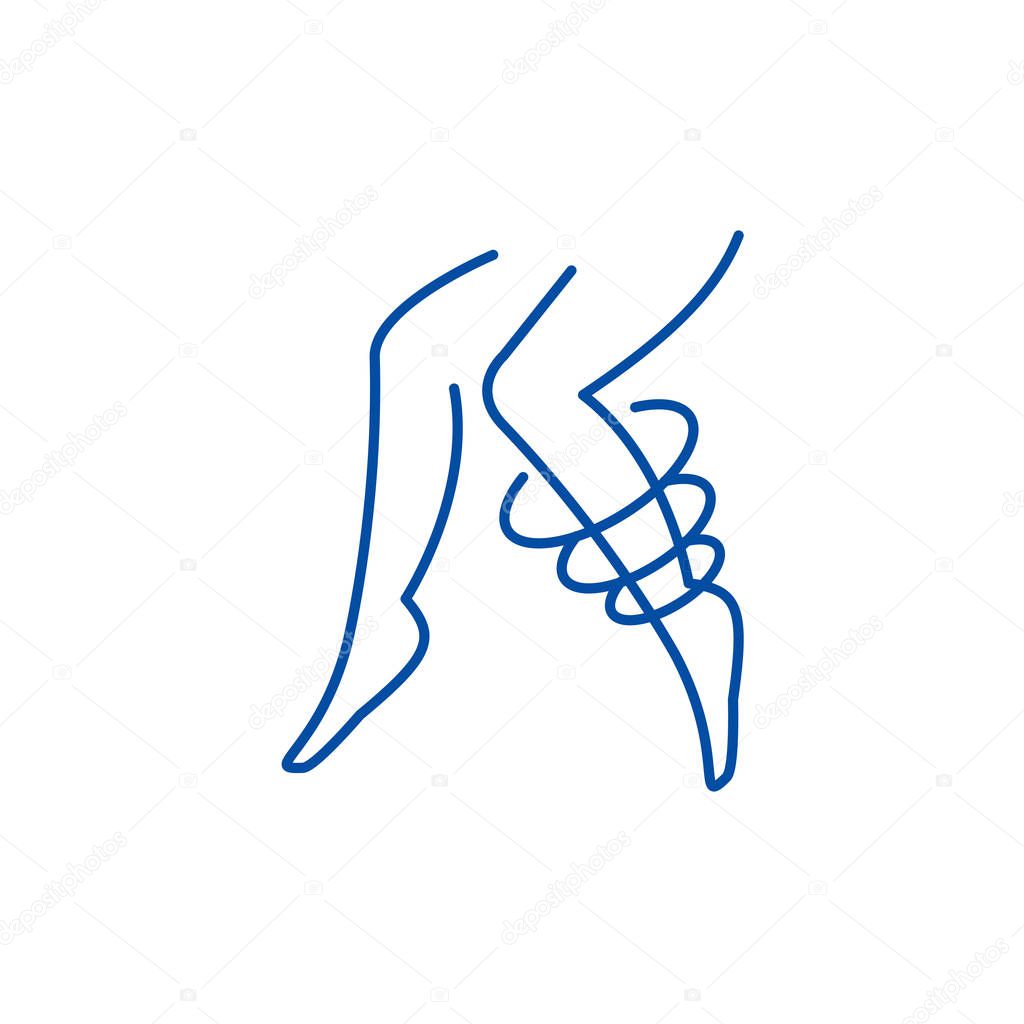 Varicose veins line icon concept. Varicose veins flat  vector symbol, sign, outline illustration.