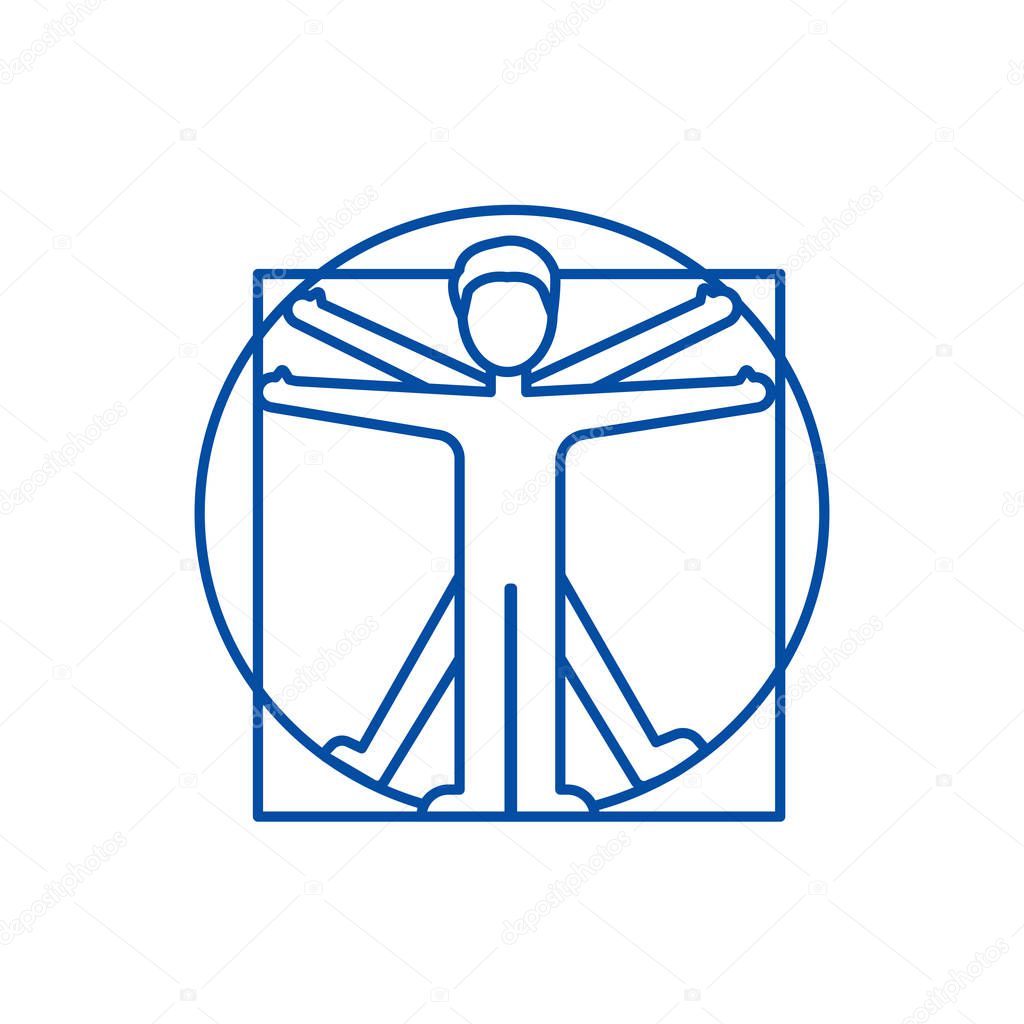 Vitruvian man  line icon concept. Vitruvian man  flat  vector symbol, sign, outline illustration.