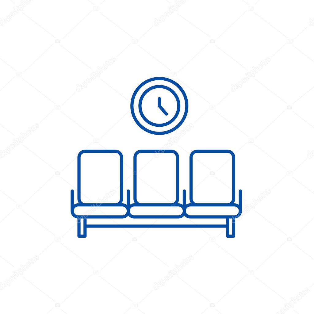 Waiting room line icon concept. Waiting room flat  vector symbol, sign, outline illustration.