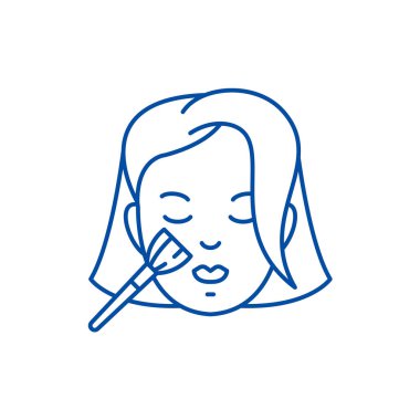 Kadın makyaj çizgi simgesini kavramı. Kadın makyaj düz vektör simgesi, işaret, anahat illüstrasyon.