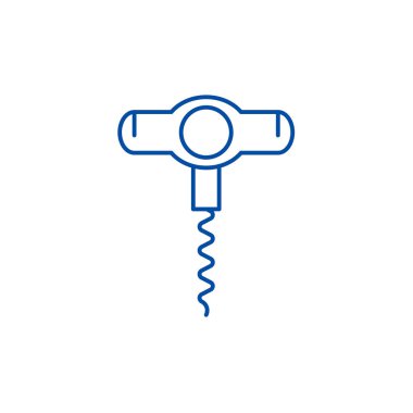 Şarap Açacağı satırı simgesi kavramı. Şarap Açacağı düz vektör simgesi, işaret, anahat illüstrasyon.