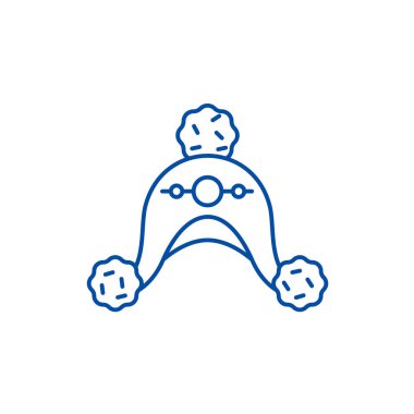 Yün şapka hat simgesi kavramı. Yün şapka düz vektör simgesi, işaret, anahat illüstrasyon.