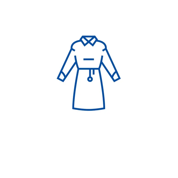 Conceito de ícone de linha de vestuário de mulher. Vestuário de mulher símbolo vetorial plana, sinal, ilustração esboço . — Vetor de Stock