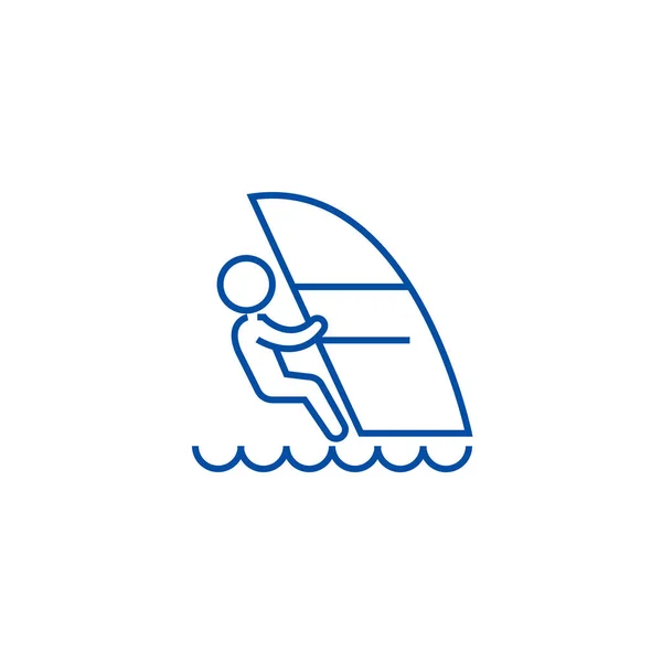 Windsurfing line icon concept. Windsurfing flat  vector symbol, sign, outline illustration. — Stock Vector