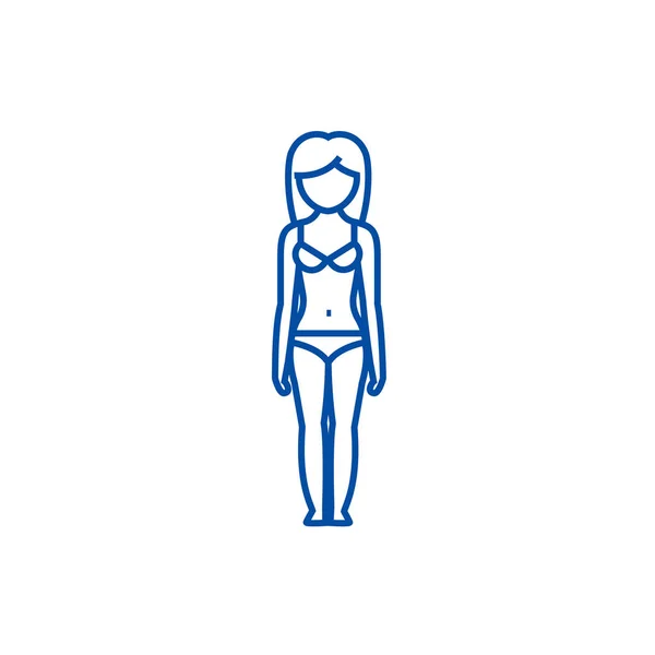 女人的身材, 女性线条图标的概念。妇女身体形状, 女性平的向量标志, 标志, 轮廓例证. — 图库矢量图片