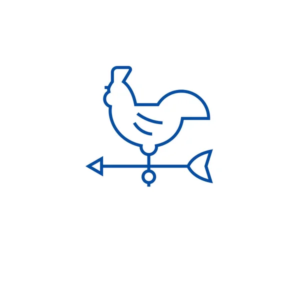 Windvane rooster line icon concept. Windvane rooster flat  vector symbol, sign, outline illustration. — Stock Vector