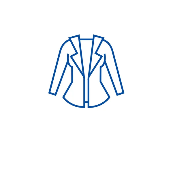 女式夹克线图标概念。妇女夹克平向量标志, 标志, 概述例证. — 图库矢量图片