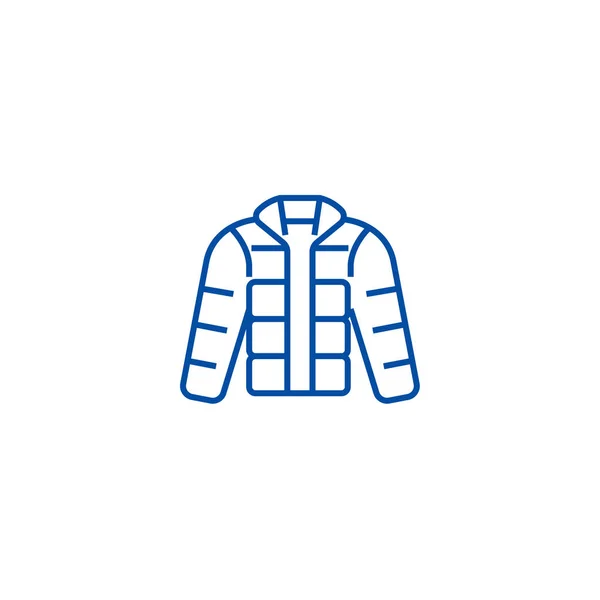 Jaqueta de inverno, jaqueta, roupas ao ar livre conceito ícone linha. jaqueta de inverno, jaqueta, roupas ao ar livre símbolo vetorial plana, sinal, ilustração esboço . — Vetor de Stock