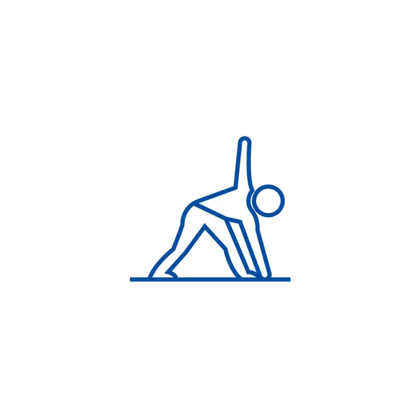 Концепция Yoga man line. Йога человек плоский вектор символ, знак, набросок иллюстрации . — стоковый вектор