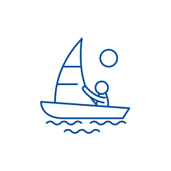 游艇线图标概念。游艇平面矢量符号、标志、轮廓插图. — 图库矢量图片