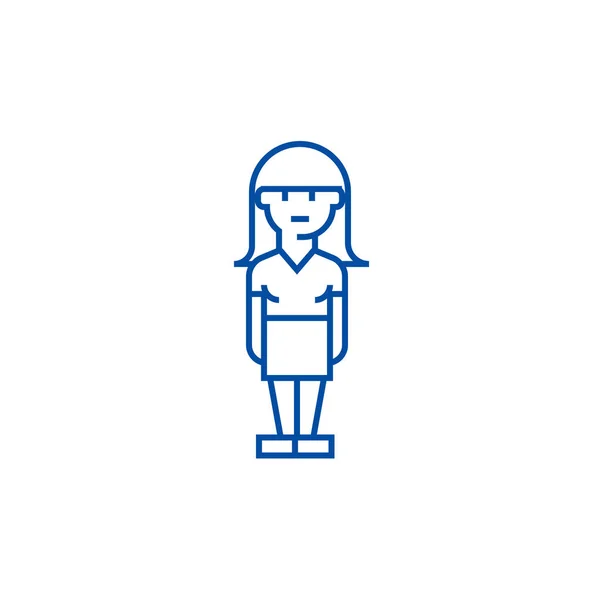 Молодая женщина аватар линии икона концепции. Молодая женщина аватар плоский вектор символ, знак, набросок иллюстрации . — стоковый вектор