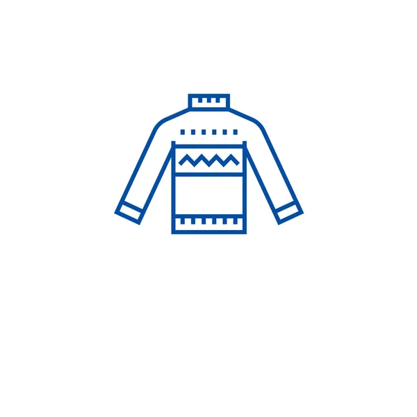 Концепция иконки шерстяного свитера. Шерстяной свитер плоский векторный символ, знак, набросок иллюстрации . — стоковый вектор