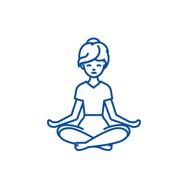 Концепция Yoga woman line icon. Йога женщина плоский вектор символ, знак, набросок иллюстрации . — стоковый вектор