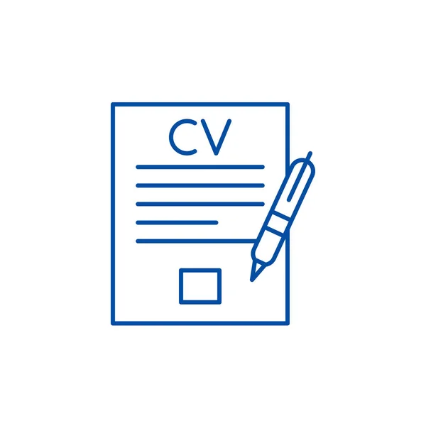 Escribir un concepto de icono de línea de CV. Escribir un curriculum vitae símbolo de vector plano, signo, esbozar ilustración . — Archivo Imágenes Vectoriales