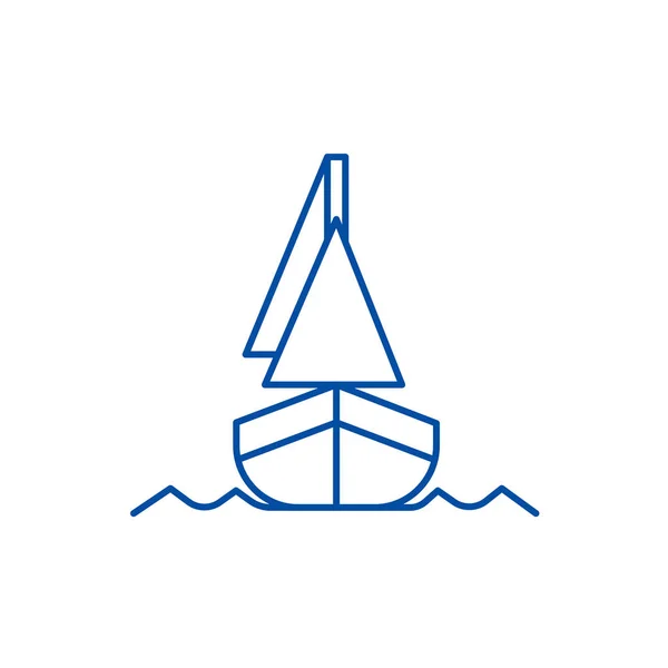 Yacht, prima linea veiw concetto icona. Yacht, veiw anteriore simbolo vettoriale piatto, segno, illustrazione contorno . — Vettoriale Stock