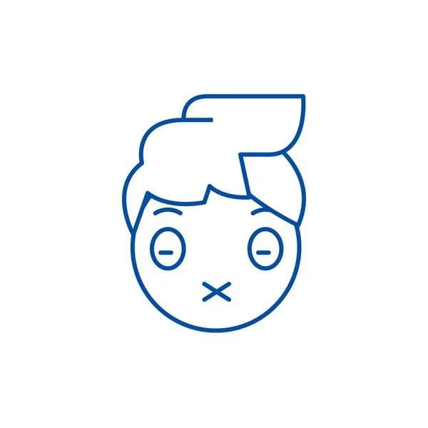 Conceito de ícone de linha emoji boca fechada. Zíper boca emoji plana vetor símbolo, sinal, ilustração esboço . — Vetor de Stock