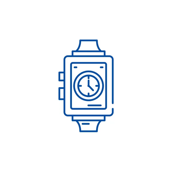 Armbanduhrlinie Icon-Konzept. Armbanduhr flaches Vektorsymbol, Zeichen, Umriss Illustration. — Stockvektor