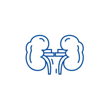 Böbrekler satırı simgesi kavramı. Böbrekler düz vektör simgesi, işaret, anahat illüstrasyon.