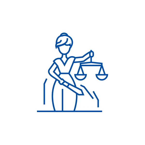 Igazságügyi szobor ikon koncepciójában. Igazságügyi szobor lapos vektor szimbólum, jel, szerkezeti ábra. — Stock Vector