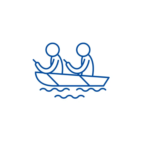 Kayaking line icon concept. Kayaking flat  vector symbol, sign, outline illustration. — Stock Vector