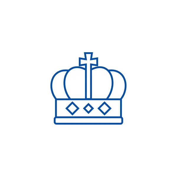 King crown  line icon concept. King crown  flat  vector symbol, sign, outline illustration. — Stock Vector