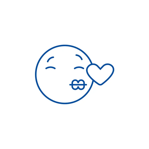 Φιλιά emoji γραμμή εικονίδιο έννοια. Φιλιά emoji επίπεδη διάνυσμα σύμβολο, σημάδι, απεικόνιση της διάρθρωσης. — Διανυσματικό Αρχείο