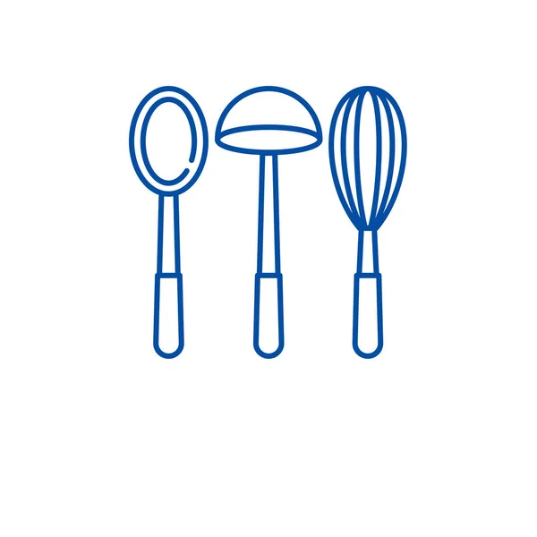 Ustensiles de cuisine ligne icône concept. Ustensiles de cuisine symbole vectoriel plat, signe, illustration de contour . — Image vectorielle