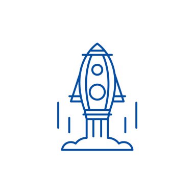 Proje satırı simgesi kavramı lansmanı. Proje düz vektör simgesi, işaret, anahat illüstrasyon lansmanı.