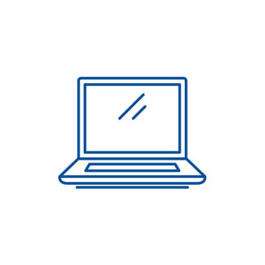 Dizüstü hat simgesi kavramı. Dizüstü düz vektör simgesi, işaret, anahat illüstrasyon.