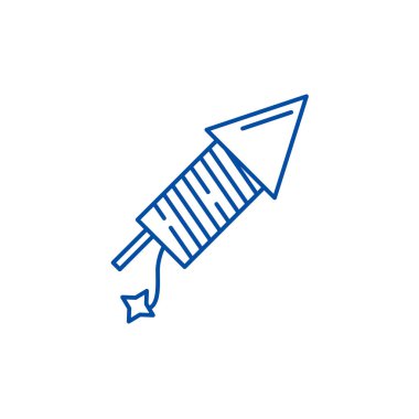 Başlatan fireworks simgesini kavramı satır. Başlatma havai fişek düz vektör simgesi, işaret, anahat illüstrasyon.