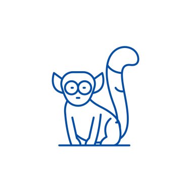 Lemur satırı simgesi kavramı. Lemur düz vektör simgesi, işaret, anahat illüstrasyon.