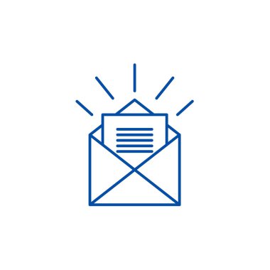 Simge kavramı satır için mektup. Vektör simgesi, düz için mektup işareti, anahat illüstrasyon.