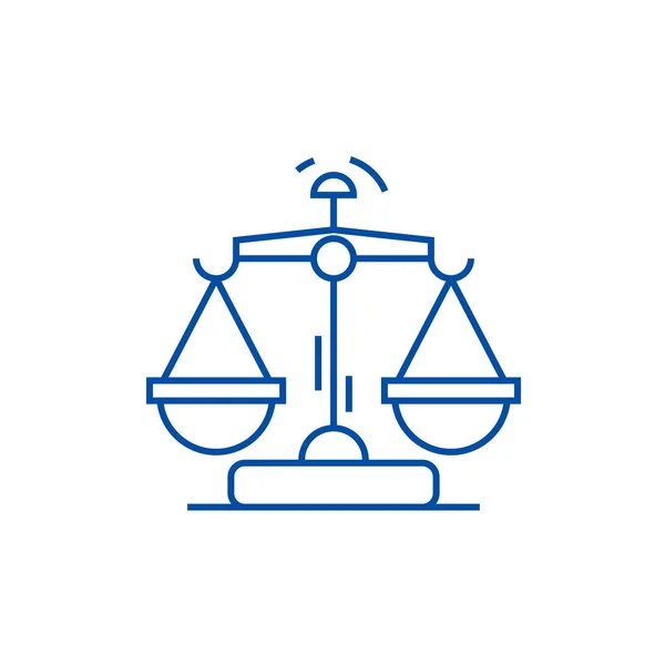 Recht en Justitie lijn pictogram concept. Recht en rechtvaardigheid platte vector-symbool, teken, overzicht illustratie. — Stockvector