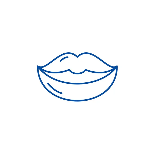 Conceito de ícone de linha de lábios. Lábios símbolo vetorial plana, sinal, ilustração esboço . —  Vetores de Stock