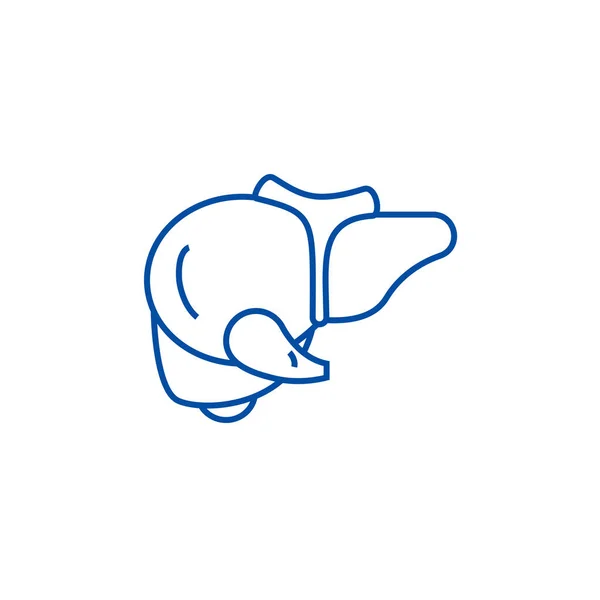 Conceito de ícone de linha hepática. Símbolo do vetor liso do fígado, sinal, ilustração do esboço . —  Vetores de Stock