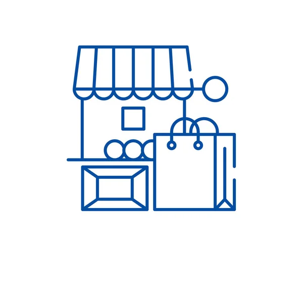 Concepto de icono de línea de mercado local. Mercado local vector plano símbolo, signo, esquema ilustración . — Vector de stock