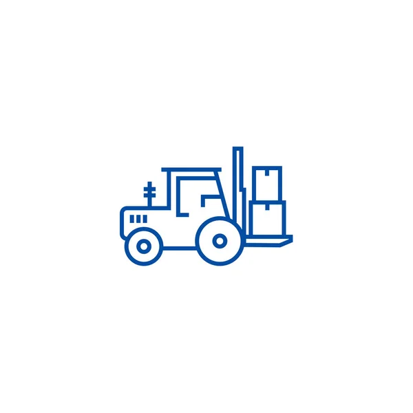 Koncepcja ikonę linii truck Loader. Ładowarka ciężarówka płaskie wektor symbol, znak, ilustracja kontur. — Wektor stockowy