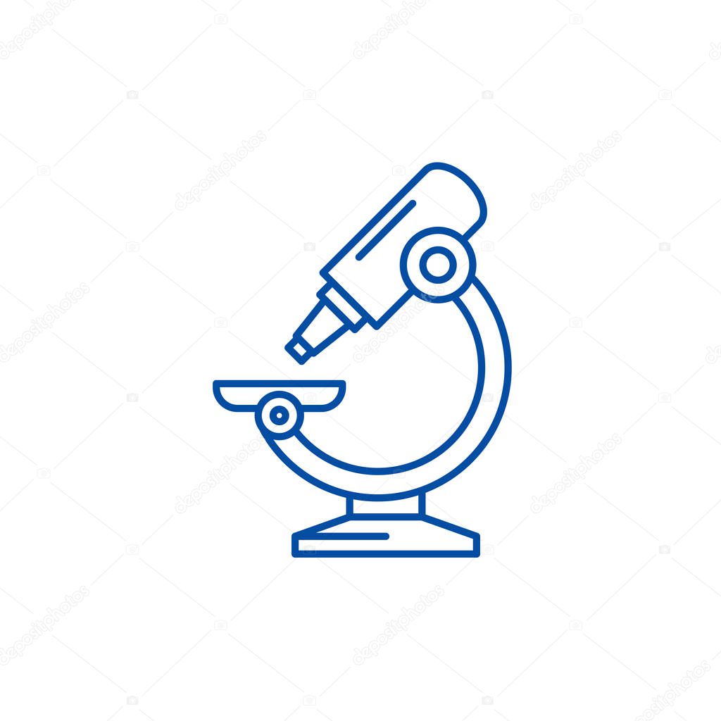 Laboratory microscope line icon concept. Laboratory microscope flat  vector symbol, sign, outline illustration.