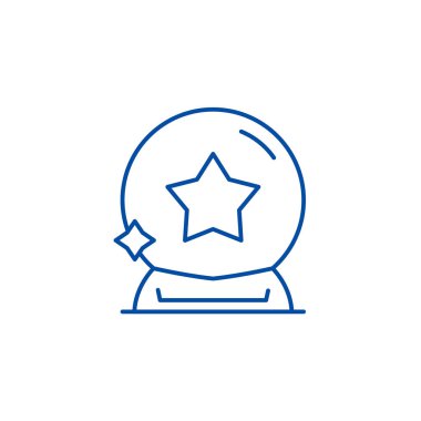 Sihirli top hat simgesi kavramı. Sihirli top düz vektör simgesi, işaret, anahat illüstrasyon.