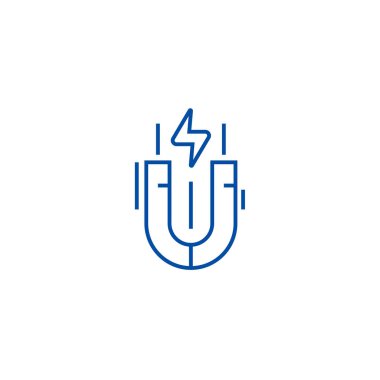 Mıknatıs satırı simgesi kavramı. Mıknatıs düz vektör simgesi, işaret, anahat illüstrasyon.