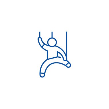 Manipülasyon, erkek bebek çizgi simgesini kavramı. Manipülasyon, erkek bebek düz vektör simgesi, işaret, anahat illüstrasyon.