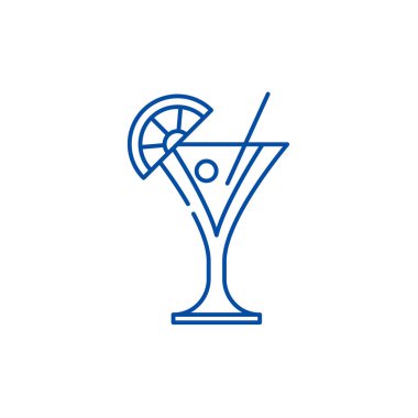 Martini satırı simgesi kavramı. Martini düz vektör simgesi, işaret, anahat illüstrasyon.
